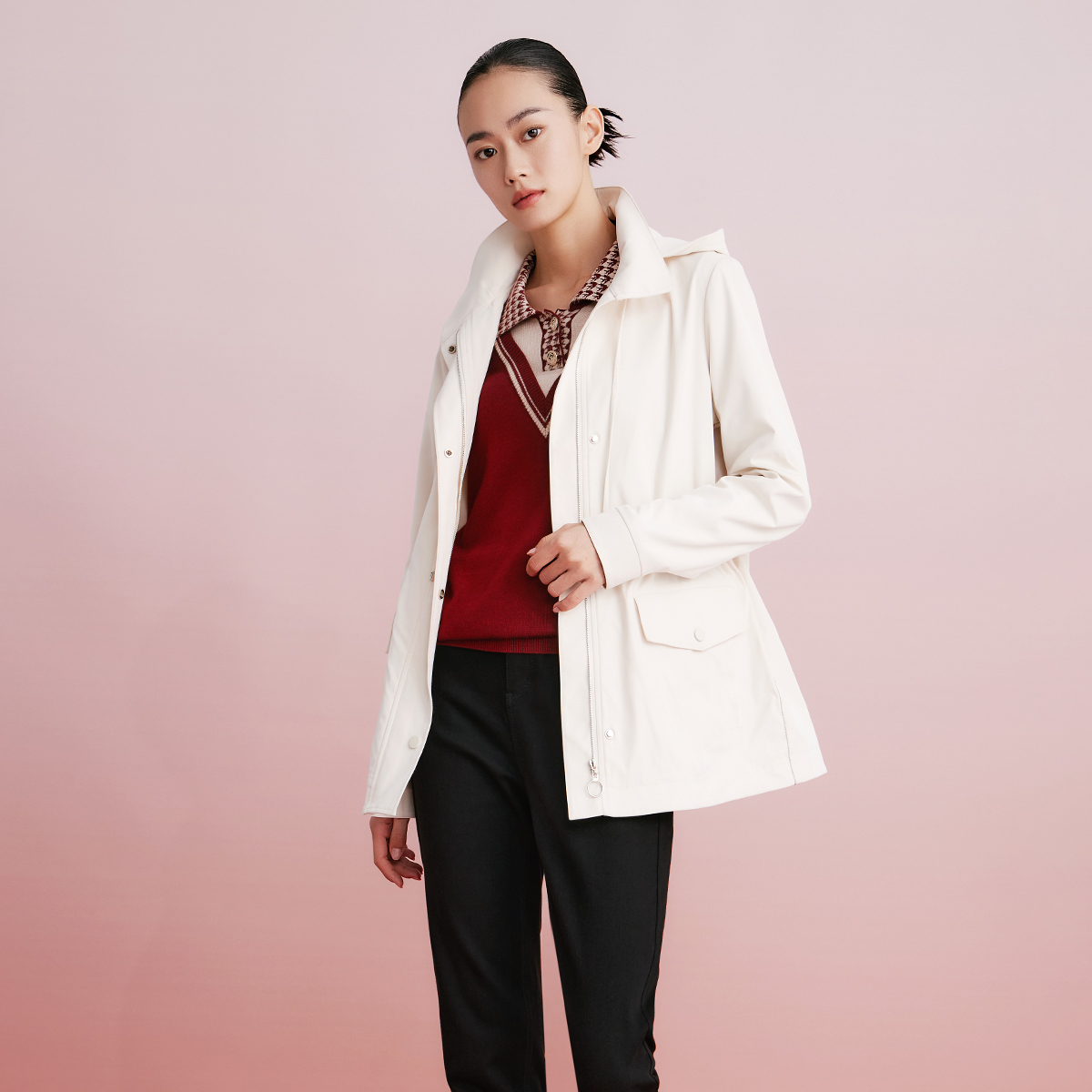 歌蒂诗修身显瘦中长款长袖风衣