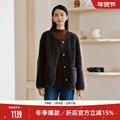 100%绵羊毛 歌蒂诗冬季 专柜新款 慵懒气质羊羔毛外套 8E42C0927