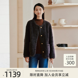 专柜新款 100%绵羊毛 歌蒂诗冬季 8E42C0927 慵懒气质羊羔毛外套