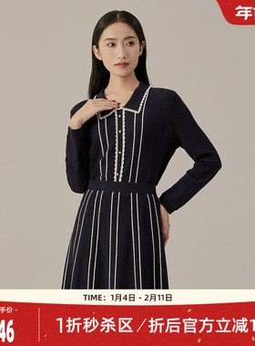 歌蒂诗夏专柜新款气质POLO花边领中袖针织衫女士 1C31Z1504