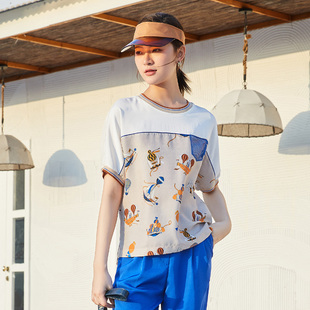 休闲简约百搭卡通T恤短袖 时尚 女8C24S0068 专柜新款 歌蒂诗夏季