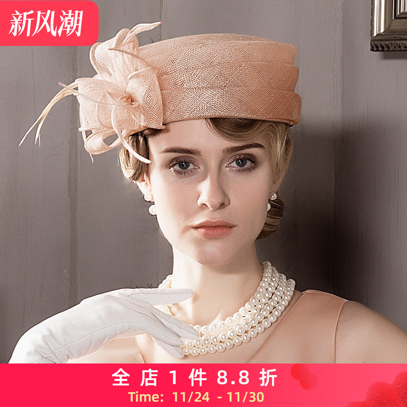 EE优雅百搭亚麻纱小礼帽女宴会