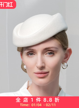 EE秋冬新款英伦复古毛呢贝雷帽时尚百搭羊毛礼帽女士冬天帽子