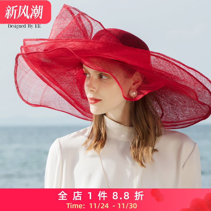 原创设计英式三层麻纱礼帽