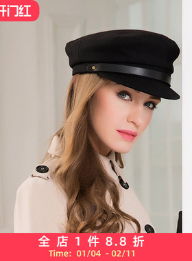 EE 秋冬新款帽子女休闲百搭出游逛街时尚帽韩版黑色帽子女