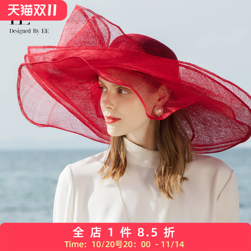 原创设计英式三层麻纱礼帽