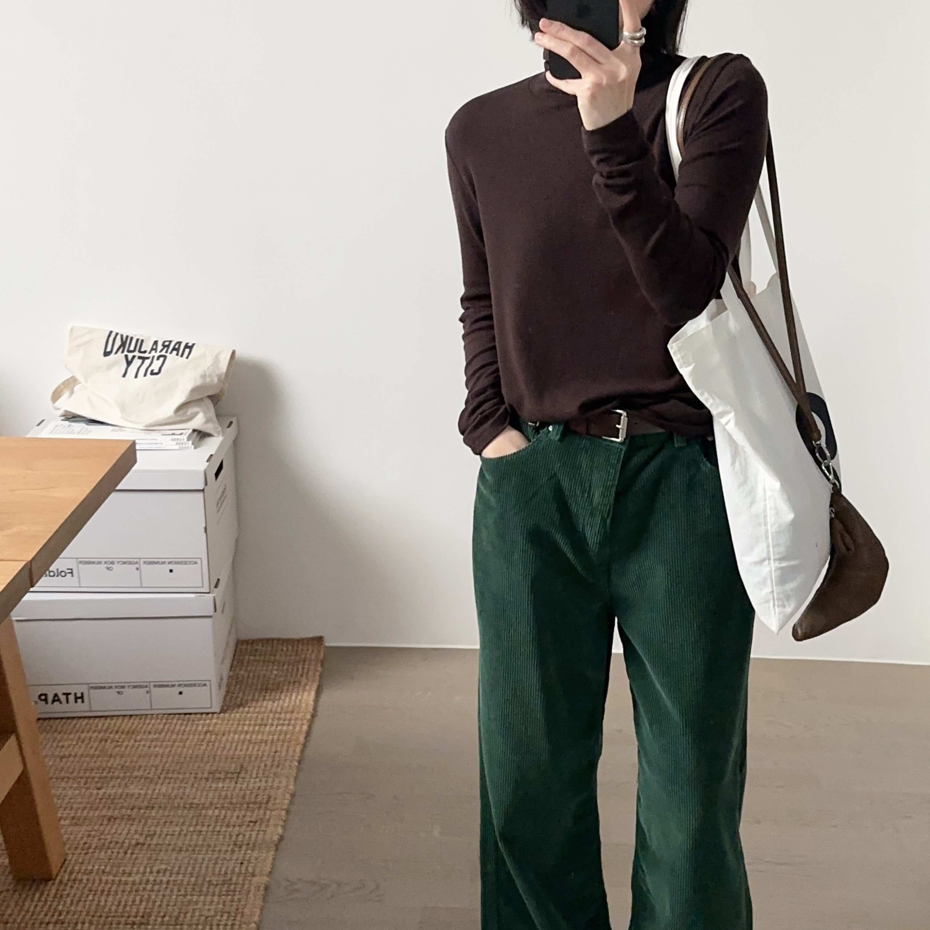 韩代25fw纯色堆领弹力长袖打底衫