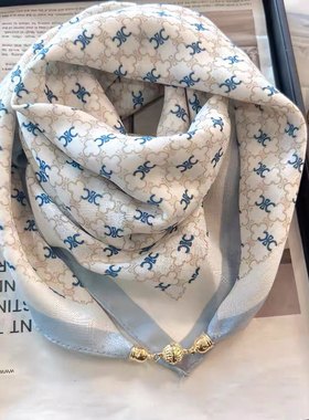 磁吸护颈小围巾2025新款秋冬方巾女款三角丝巾披肩高级感防风围脖