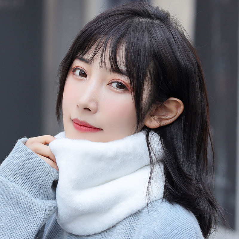网红同款秋冬季女士时尚围脖针织加绒加厚护颈保暖披肩纽扣脖套女