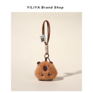 YILIYA吱吱叫卡皮巴拉毛绒包包挂件可爱佛系水豚包挂饰钥匙扣公仔