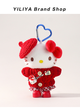 正版hellokitty新年款红色氛围感包包挂件包挂饰毛绒kt猫玩偶礼物