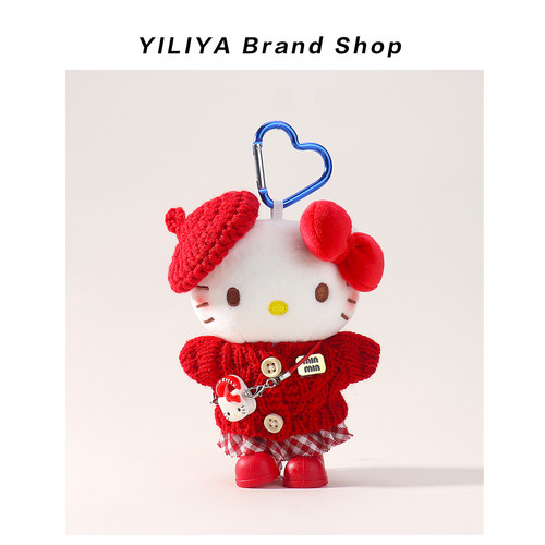 正版hellokitty新年款红色氛围感包包挂件包挂饰毛绒kt猫玩偶礼物