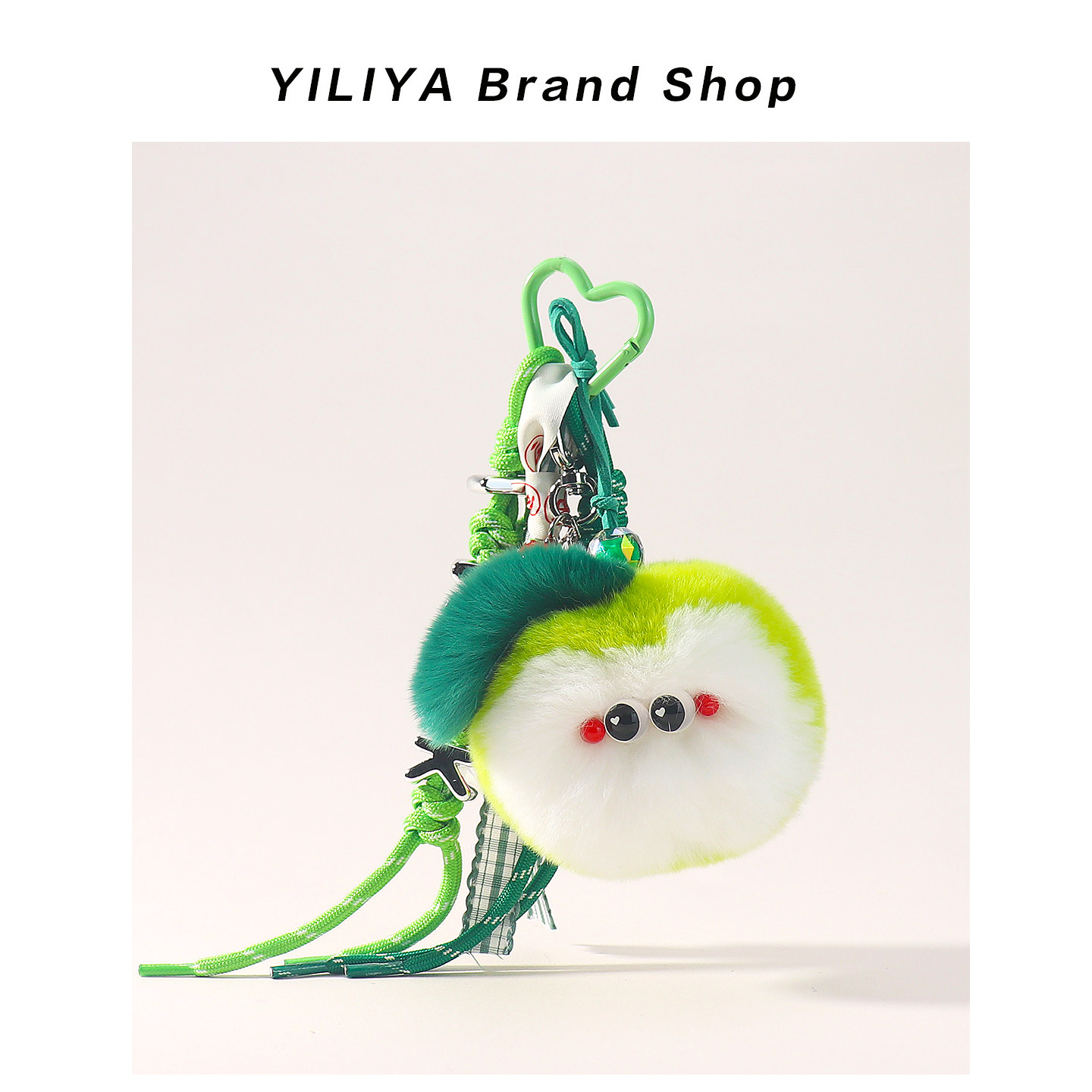 YILIYA真獭兔毛小苹果包包挂件毛绒球公仔玩偶创意钥匙扣背包挂饰