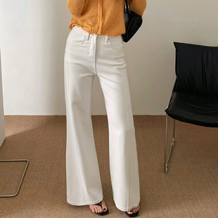 2026春季JEANS阿凡牛67805白四面弹舒适修身显瘦女牛仔微筒喇叭裤