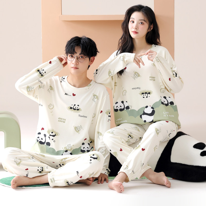 情侣睡衣纯棉带胸垫春秋2026新款女士甜美卡通男士全棉家居服套装,女士内衣/男士内衣/家居服,睡衣/家居服套装,淘宝优惠券,粉丝福利购,淘宝优惠卷