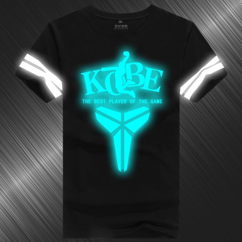 2016夏科比篮球t恤黑曼巴夜光反光衣服加肥大码24号运动短袖男士