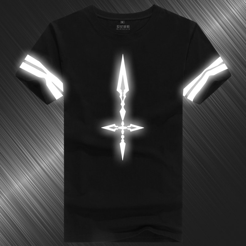 FateZeroStayNight令咒T恤saber动漫反夜发荧光纯棉短袖夏男衣服
