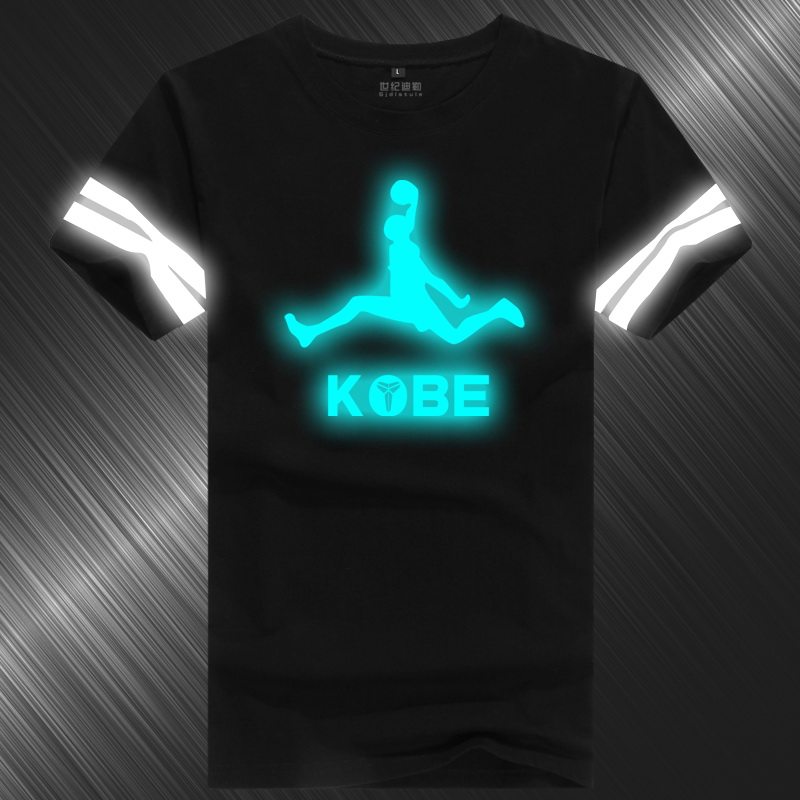 2016夏科比篮球t恤黑曼巴夜光反光衣服加肥大码24号运动短袖男士