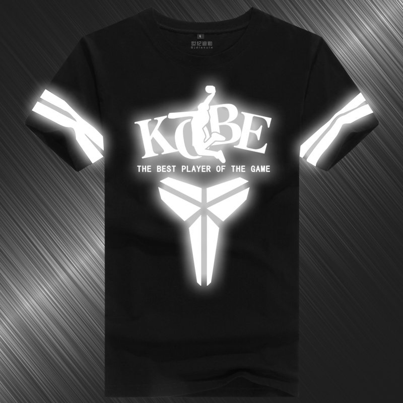 2016夏科比篮球t恤黑曼巴夜光反光衣服加肥大码24号运动短袖男士