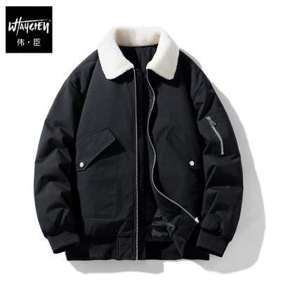 伟臣大码男冬季棉服加肥加大男棉衣胖子冬装外套翻领棉袄夹棉外套