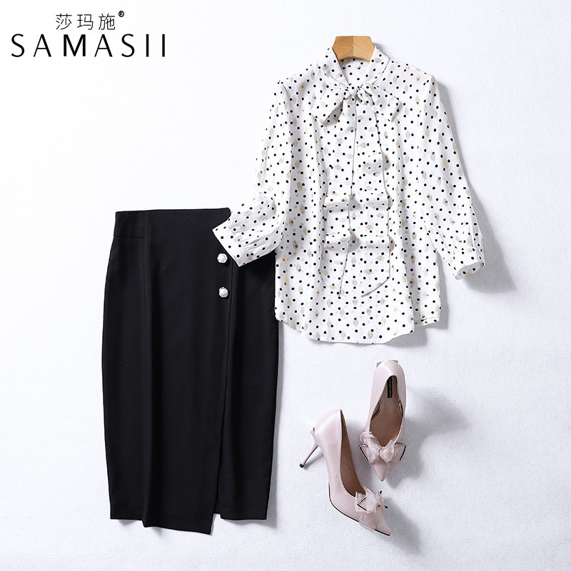 莎·玛·施2020春季新款气质淑女波点上衬衫显瘦九分袖白色衬衫女|msdalam kategori Butik wanita / wanita, shirt - dari Buy2taobao.com untuk memberikan perkhidmatan ejen Taobao profesional membeli