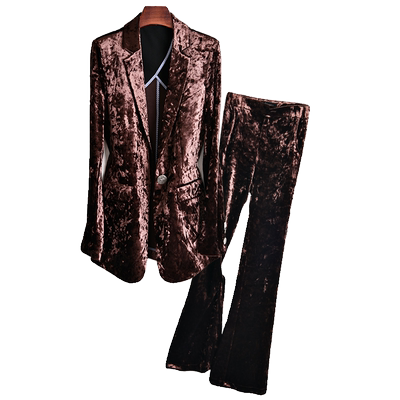 咖啡色长袖西装莎玛施