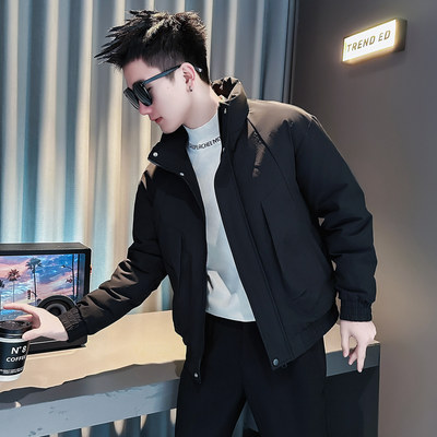 潮牌痞帅工装羽绒棉服男款冬季短款棉袄衣服2025新款男士冬装外套