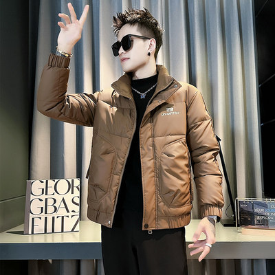 冬季潮牌羽绒棉服男款休闲痞帅短款PU皮棉衣2024新款男士冬装外套