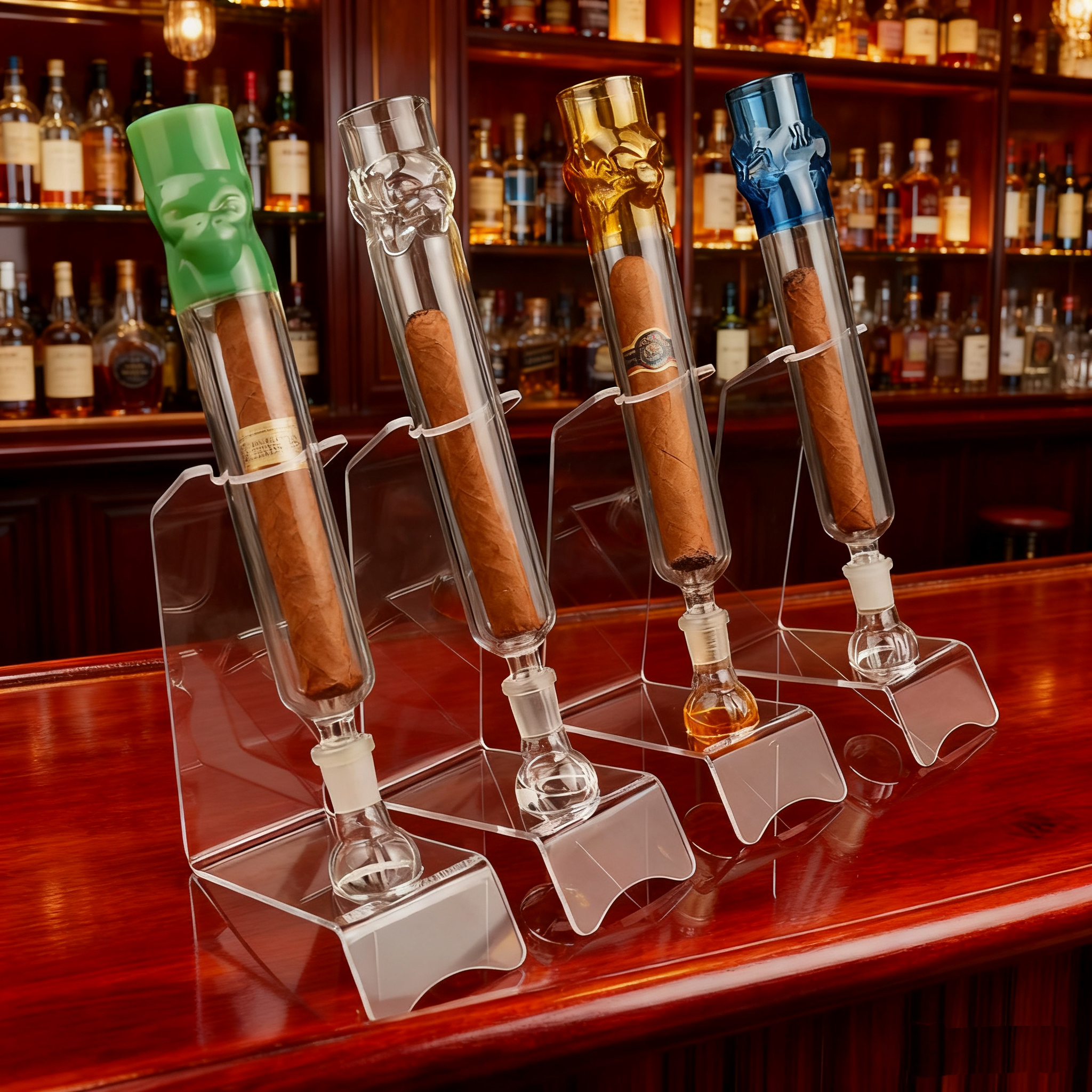 威士忌烟人脸熏雪茄玻璃管玻璃熏香管增香调味养护保湿醇化展示