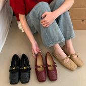 平底一字带奶奶鞋 单鞋 韩版 方头玛丽珍鞋 女低跟法式 小香风2026新款