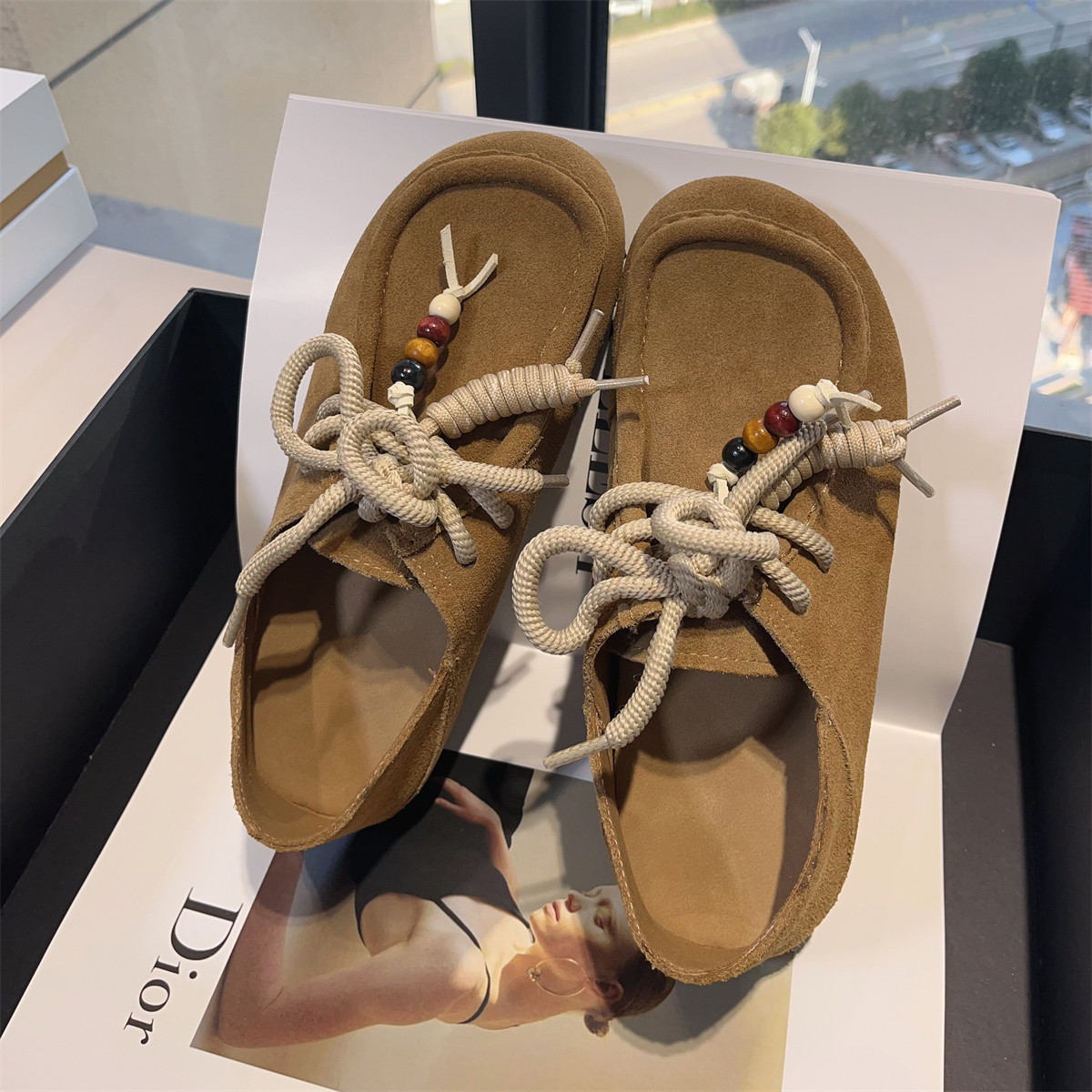 休闲单鞋女牛皮百搭袋鼠鞋2026年新款平底德训鞋百搭小皮鞋英伦风,女鞋,时尚休闲鞋,淘宝优惠券,粉丝福利购,淘宝优惠卷