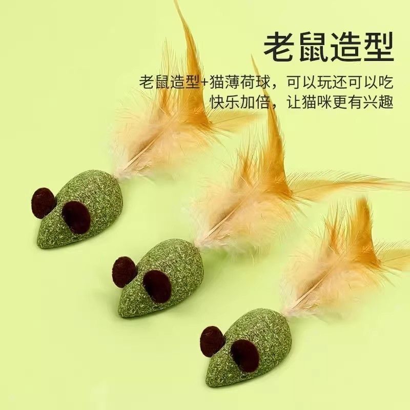 猫薄荷羽毛逗猫棒洁齿磨牙网红零食猫咪神器鸡毛鼠玩具磨牙洁齿