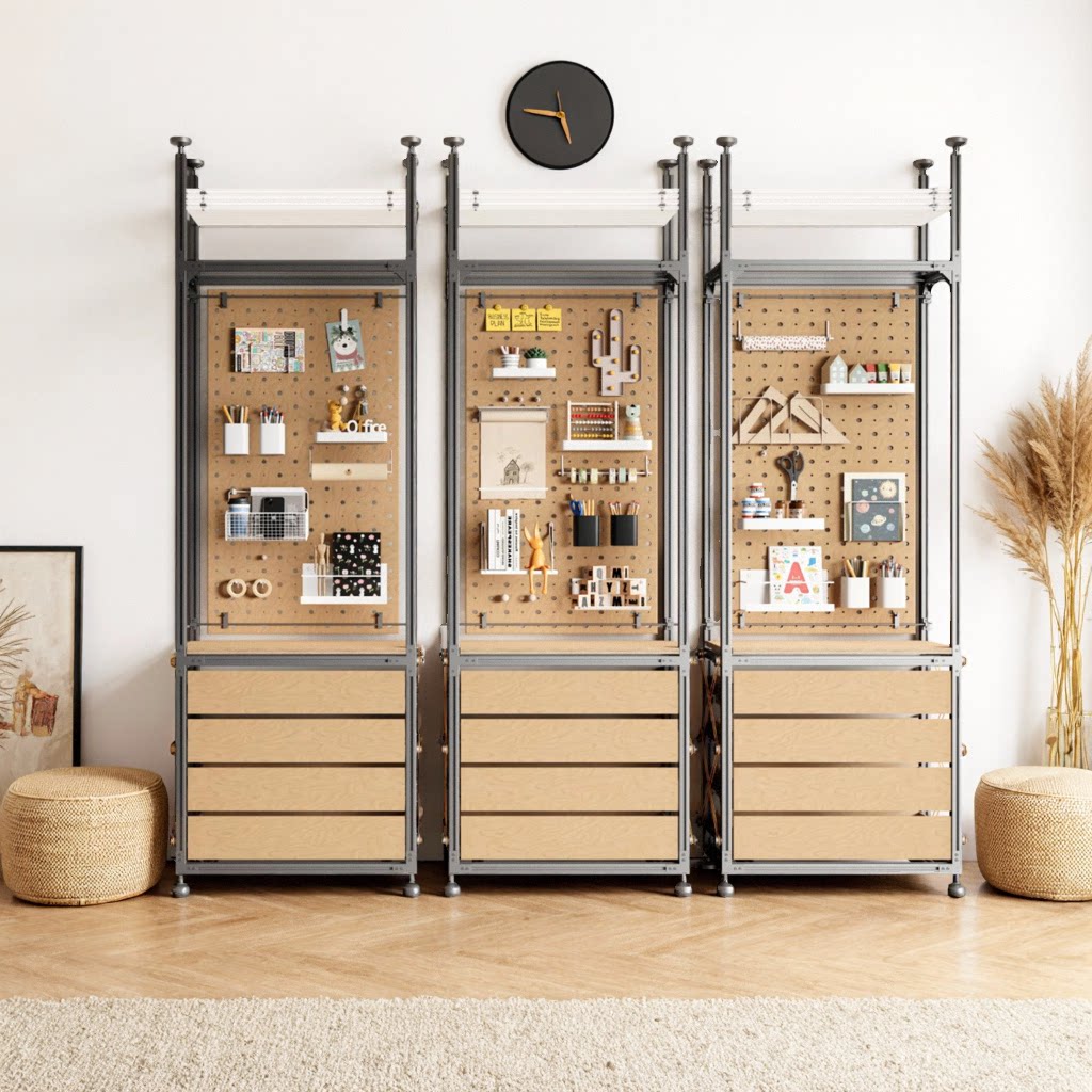 现代简约金属框架多格收纳展示柜家用储物陈列柜工业风铝型材diy