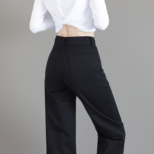 黑色窄版阔腿牛仔裤女2026春季新款垂感高腰显瘦纯棉休闲直筒裤子
