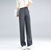垂感高腰显瘦通勤宽松阔腿休闲长裤 灰色直筒西装 新款 女2026春季 裤