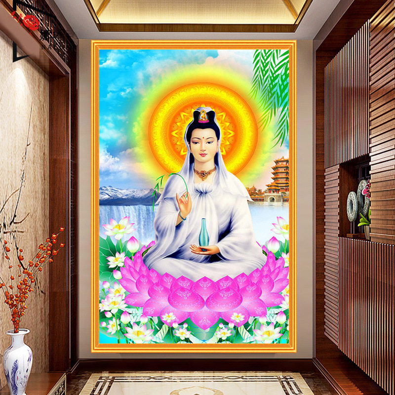 满钻2026新款钻石画贴钻十字绣佛像人物南海观音菩萨中堂玄关点砖