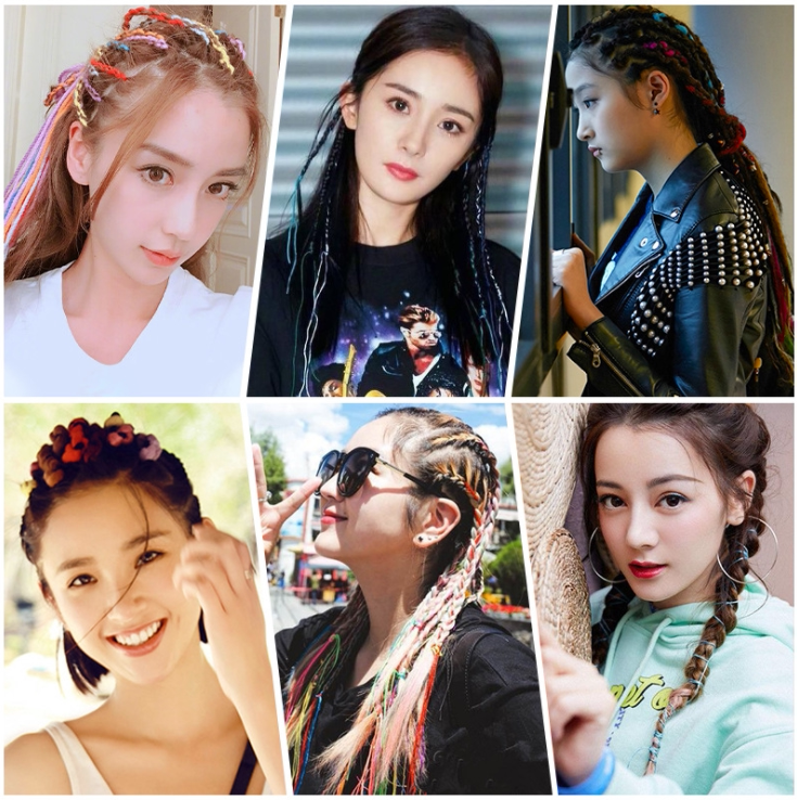 彩绳编发云南七彩色编发绳渐变色辫子民族风彩色脏辫嘻哈儿童彩带