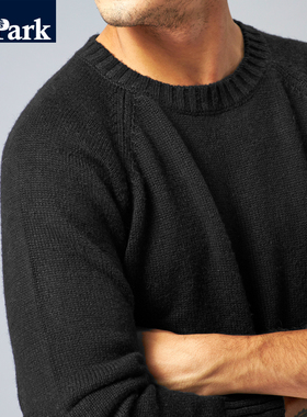 圆领羊毛衣男美式宽松套头插肩袖学院风多色打底厚粗针织线衫休闲