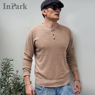 亨利领薄款毛衣春季美式休闲可机洗精细柔软透气羊毛男珠地针织衫