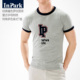 复古撞色圆领短袖 男潮牌t恤ringer罗纹滚边欧美风纯棉字母体恤衫