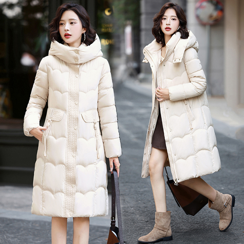 韩版时尚修身棉服女2025冬季中长款加厚保暖棉袄轻熟加厚棉衣外套