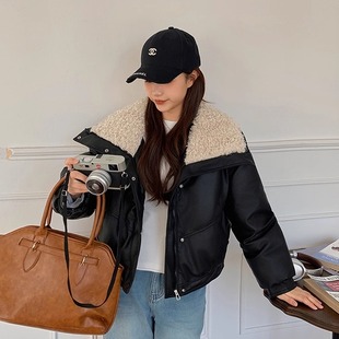 2025冬季小个子羊羔毛棉服短款女韩系保暖棉袄时尚加厚棉衣皮外套
