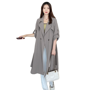 今年流行中长款风衣外套女装小个子2026年新款初秋薄款灰色英伦风