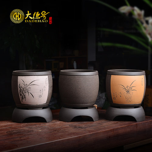 陶瓷精品宜兴复古风典雅君子花盆