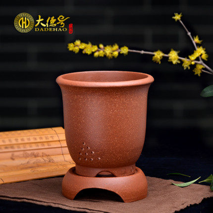 紫砂兰花花盆宜兴精品盆景盆栽多肉绿植降坡泥君子兰草花盆送托盘