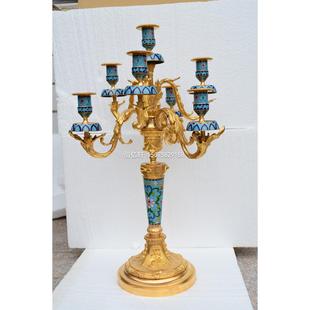 蜡台景泰蓝黄铜镀金老式蜡烛台欧式样板间灯台 单只价