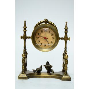 和平鸽机械纯铜小座钟古玩城把玩铜钟老式仿古董摆钟电影道具摆件