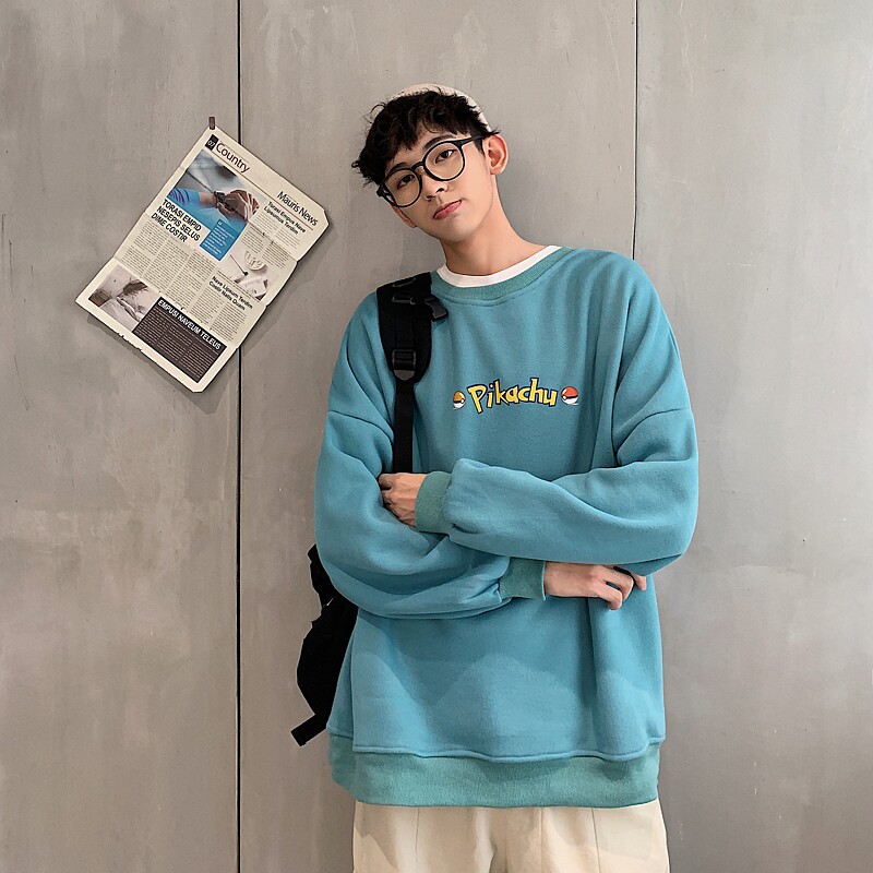 秋冬超大码情侣韩版学生潮流皮卡丘上衣宽松款男士卫衣学生班服潮