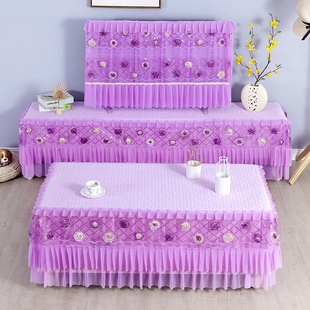 开机不取液晶电视机罩防尘罩套蕾丝55挂座式 布艺65寸直面曲面盖巾