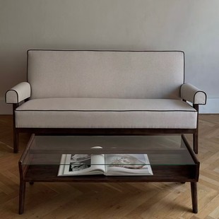 现代简约布艺沙发椅双人位直排客厅家具浅灰色三人沙发家用休闲椅